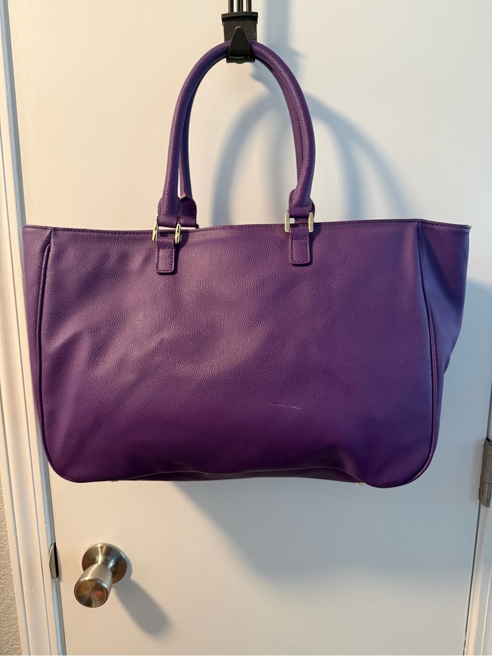 Tory Burch Violet Leather Tote with Gold Hardware - Picture 2 of 13